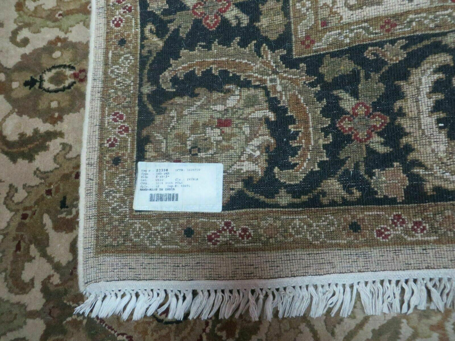Vintage Handmade Rug Jaipur India Floral Oriental Design Tea Wash 6x9 Feet Hand Tufted