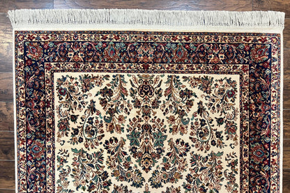 Karastan Rug 5.9 x 9 Ivory Sarouk #760, Vintage Wool Original Collection 700 Series, Discontinued