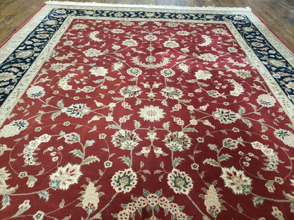 Vintage Oriental Floral Handmade Wool Rug 6x9 Red Vegetable Dyes