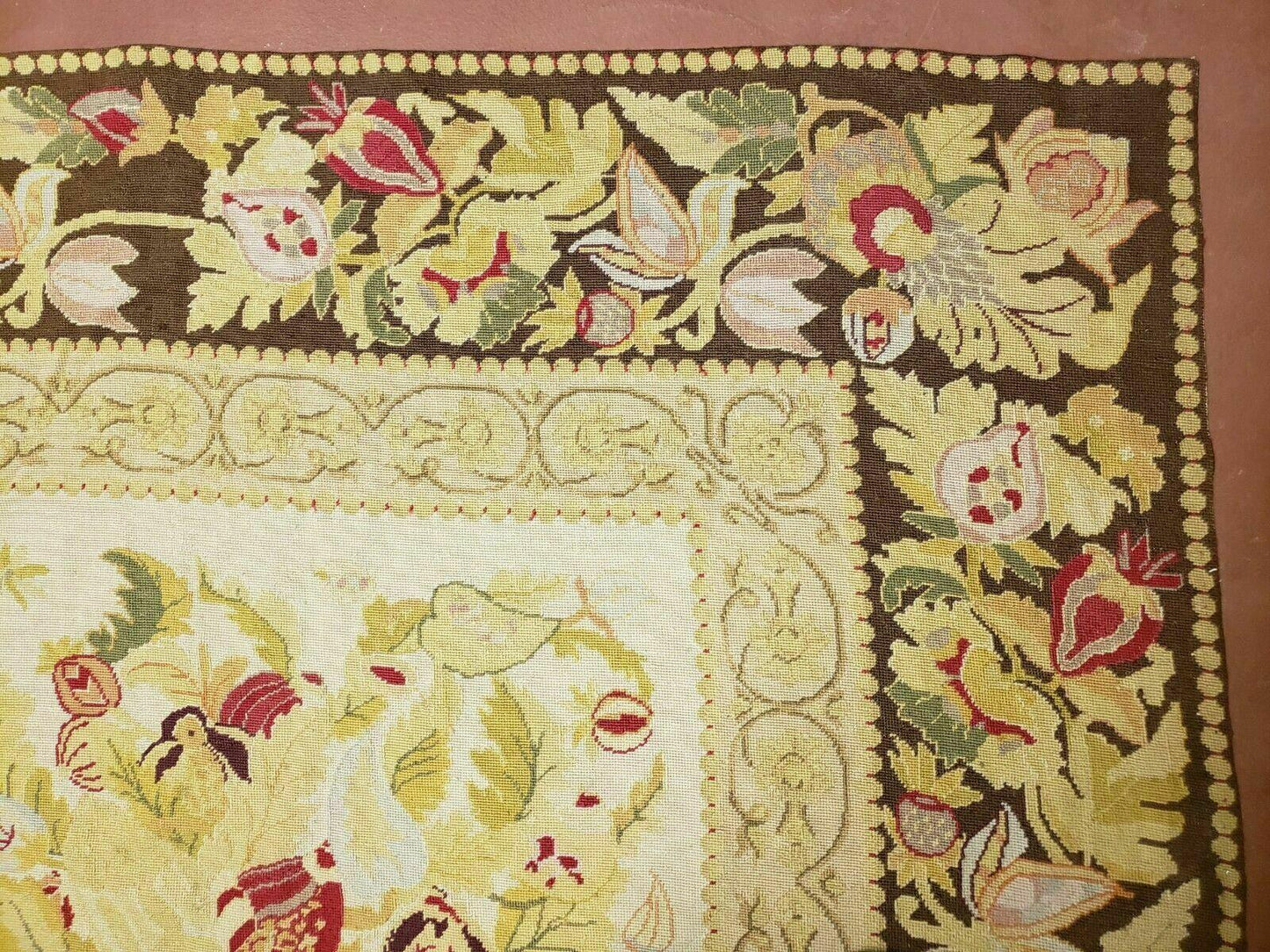 Handmade Chinese Needlepoint Wool Rug 9x11 Floral Rose Garden Chic Decor