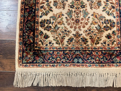 Karastan Rug 2.6 x 4, Karastan Ivory Sarouk #760, Vintage Wool Pile Small Karastan Carpet, Original Collection 700 Series Discontinued