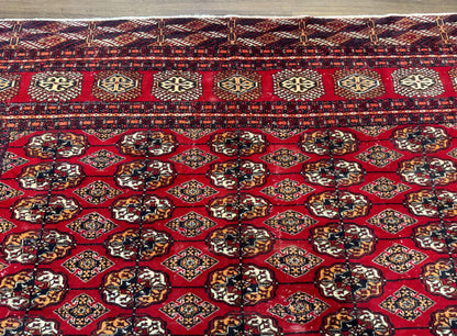 Bokhara Rug 9x12 Handmade Wool Turkoman Area Rug Red Tribal Carpet