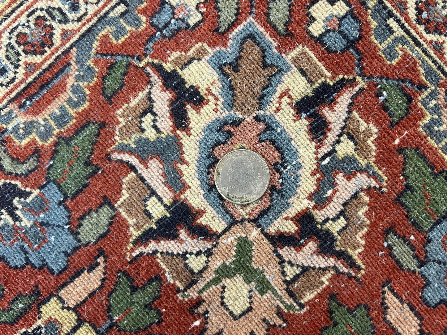 Indo Persian Rug 8x10 Floral Medallion Vintage Handmade Wool Carpet Navy Blue Red 300 KPSI