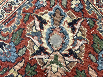 Indo Persian Rug 8x10 Floral Medallion Vintage Handmade Wool Carpet Navy Blue Red 300 KPSI