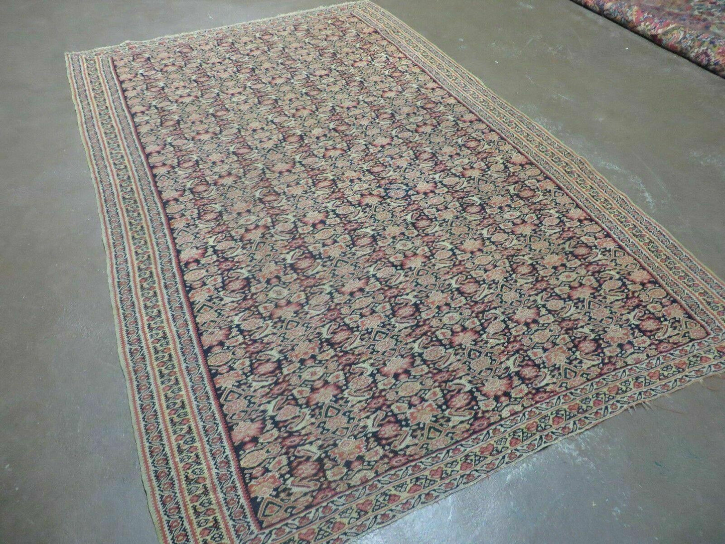 Antique Turkish Kilim Rug Soumak Flat Weave Two Sided Tribal Wool 50x78 Inches