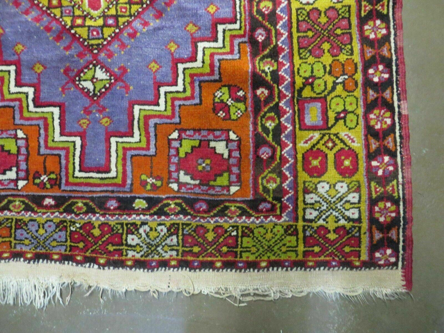 Antique Turkish Oushak Wool Rug Hand Made Open Field Medallion 3 Ft 9 In By 6 Ft 8 In