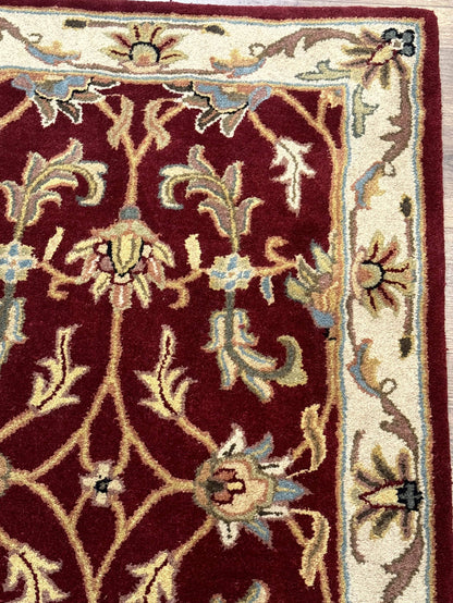 Floral Wool Rug 3x5 In Dark Red Safavieh Heritage Collection Pair B