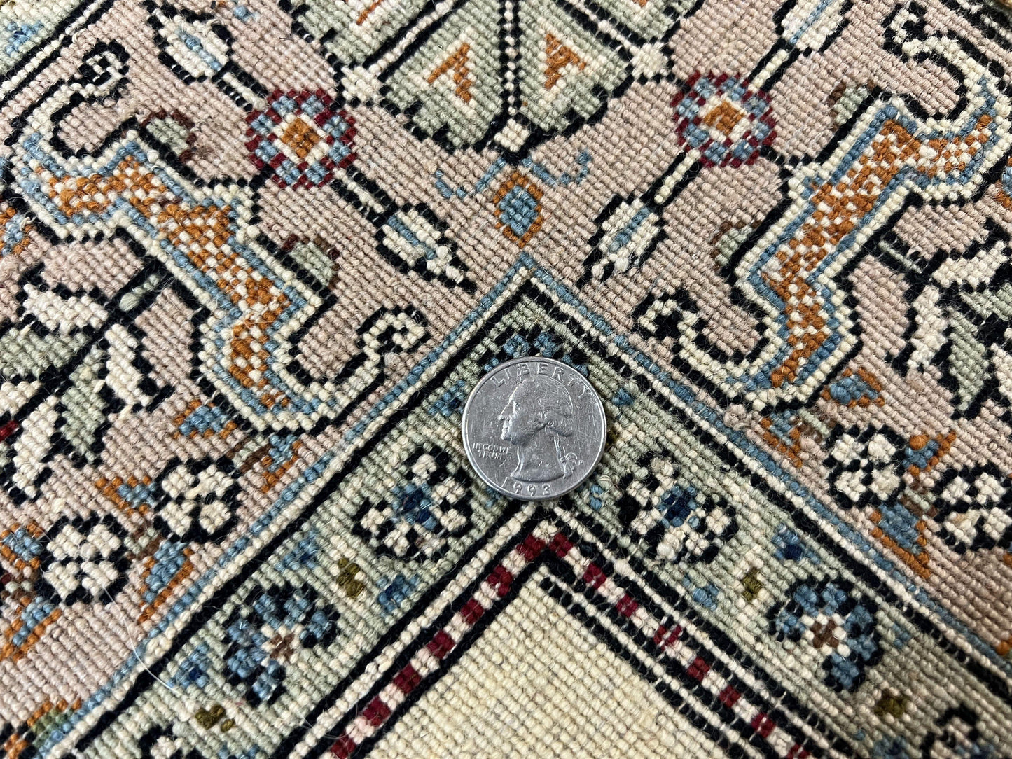 Persian Qum Pictorial Rug Vintage 5x7 Hand Knotted Wool and Silk