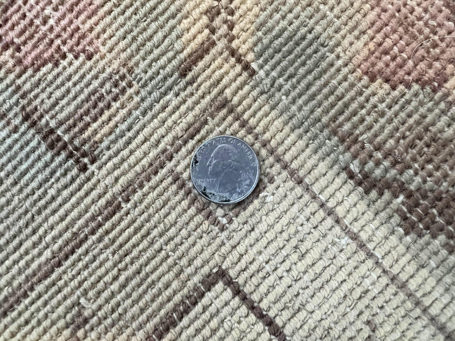 Indo Chinese Aubusson Wool Rug 10x14, Pink and Cream, Handmade Vintage Wool Carpet, Elegant European Design