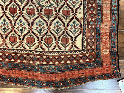 Antique Caucasian Rug 4x6 Hand Knotted Wool Shirvan Carpet
