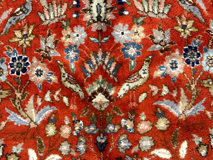 Persian Tabriz Rug 6x10, Burnt Orange and Tan, Animal Pictorials, Deer, Floral, Taba Tabae Carpet