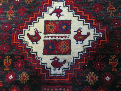 Vintage Handmade Indian Jaipur Rug Bird Carpet Wool Full Pile 4x7