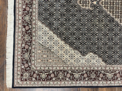 Sino Persian Rug 6x9, Herati Pattern, Vintage Handmade Hand Knotted Wool Oriental Carpet, Fine 6 x 9 Rug, Traditional Rug, Dark Blue Rug