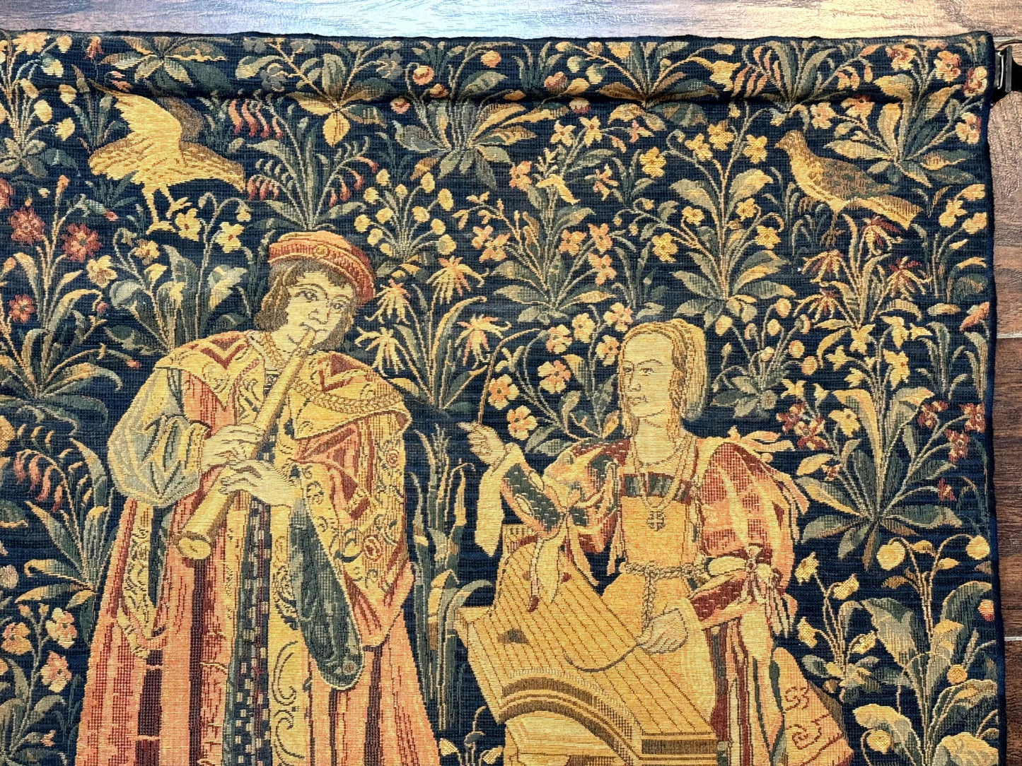 Vintage Belgium Tapestry 2x3 with Red, European Design, Flemish Tapestry