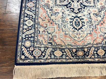 Karastan Blue Heriz Rug #748, Vintage Wool Karastan Carpet 4.3 x 6, Discontinued Original 700 Series Karastan Area Rug