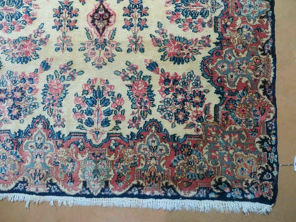 Antique Persian Kirman Rug Hand Knotted Wool Floral Medallion Carpet 3 9 By 6 6