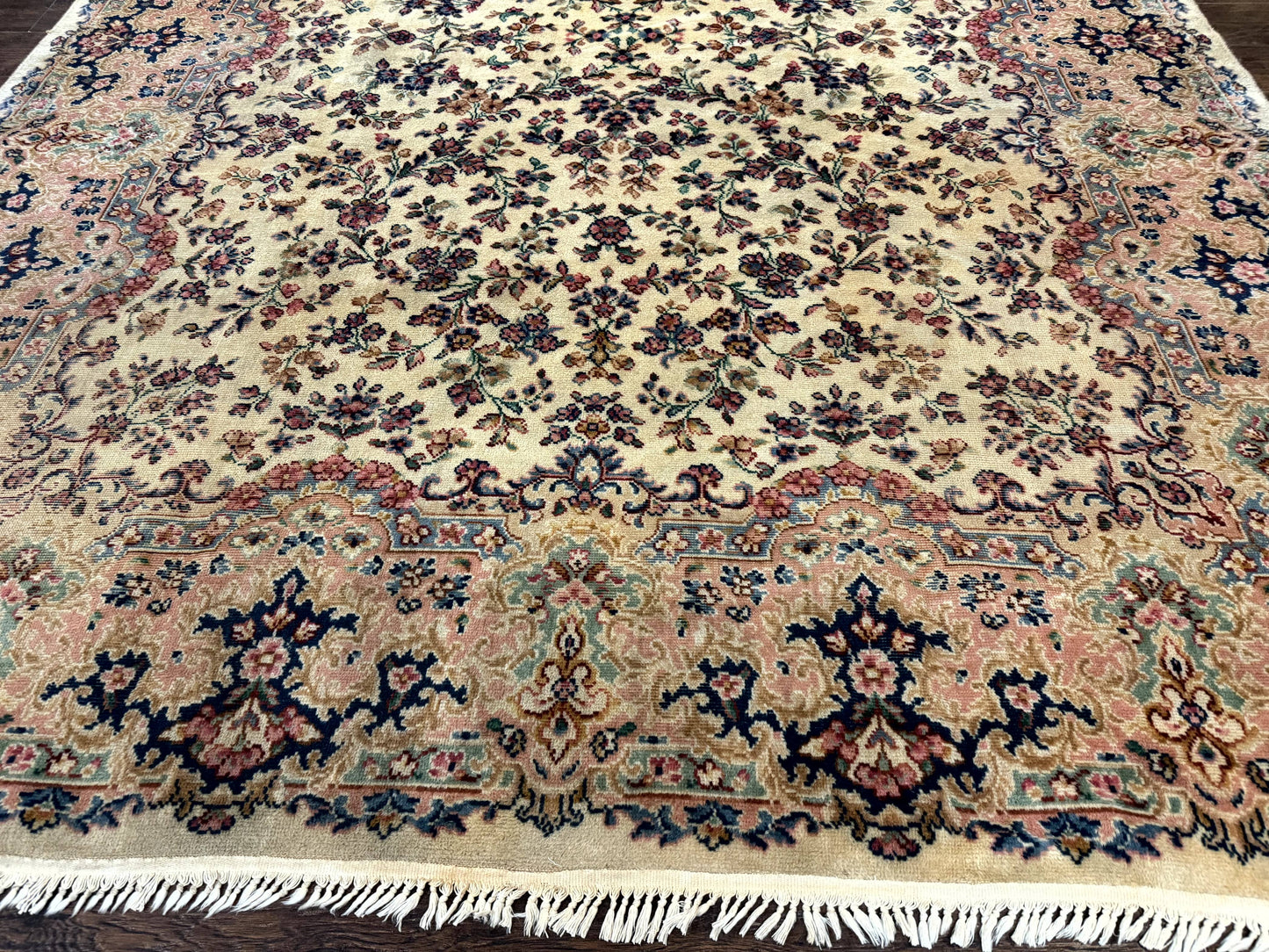 Karastan Kirman Wool Rug Antique 8.8x12 Lanamar Floral Ivory