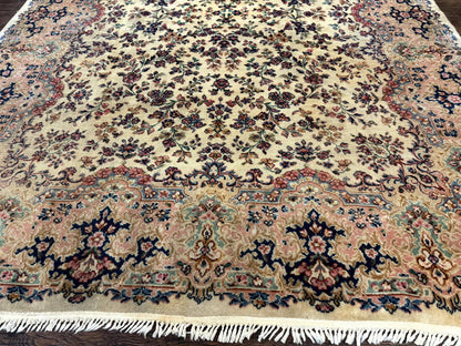 Karastan Kirman Wool Rug Antique 8.8x12 Lanamar Floral Ivory