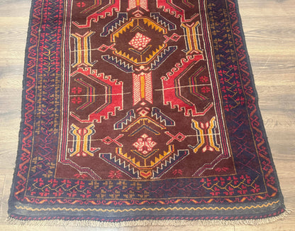 Afghan Rug Balouch Hand Knotted Wool Tribal Carpet 3x7 Maroon Navy New