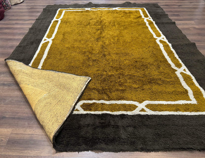 Mid Century Shag Rug 8x11, Large Vintage Shag Rug, Open Field, European Shag Rug