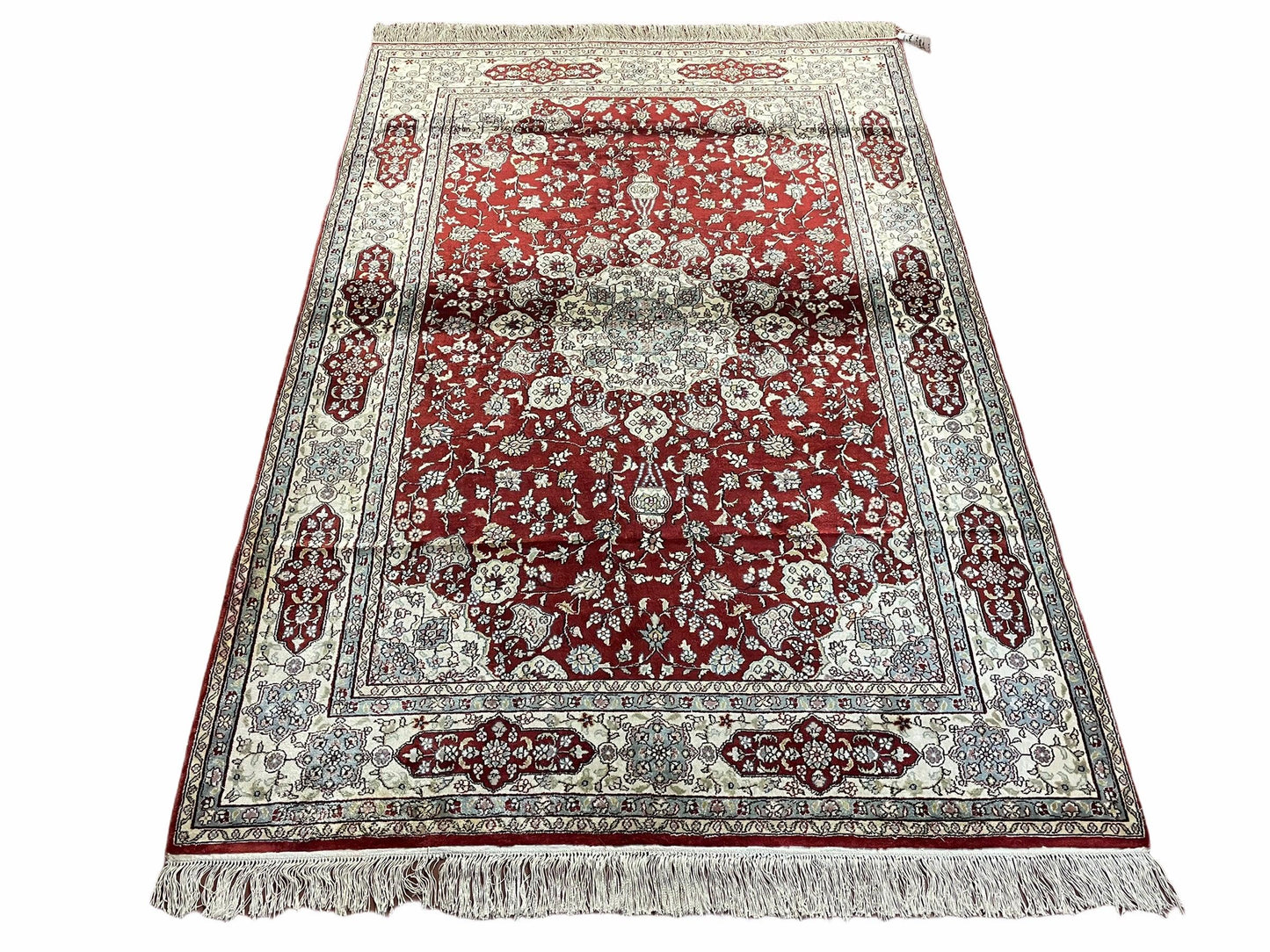 Vintage Handmade Chinese Silk Rug 4x6 Hand Knotted Oriental Silk 400 KPSI