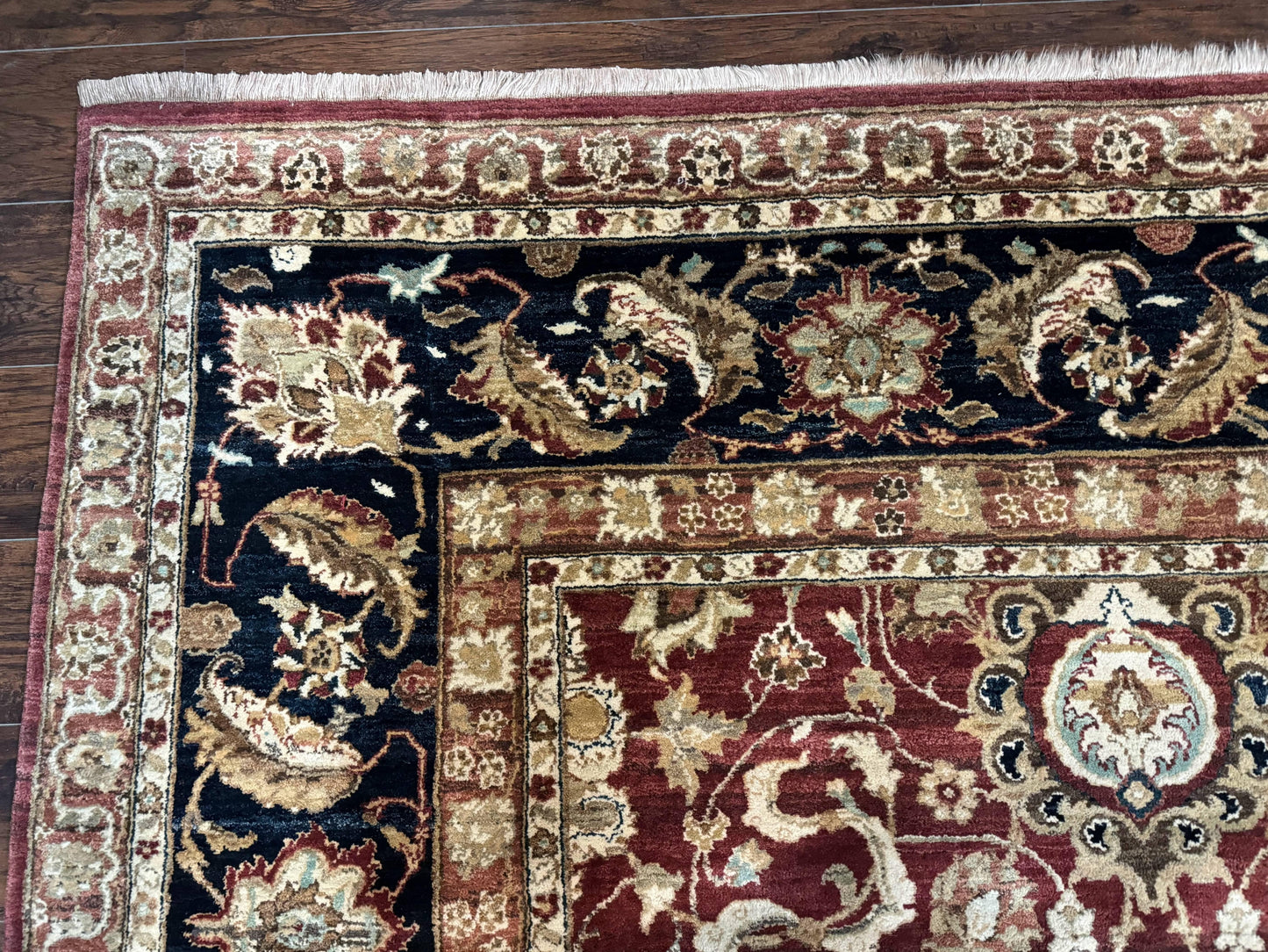 Palace Sized Indian Agra Rug 12x17, Wool Handmade Floral Allover Carpet