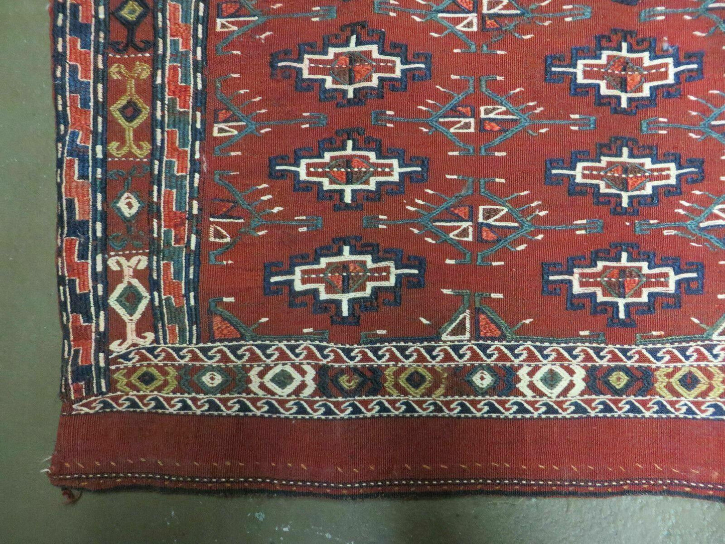 Antique Bokhara Turkoman Soumak Wool Rug 45x32 Handmade Yomud Chuval