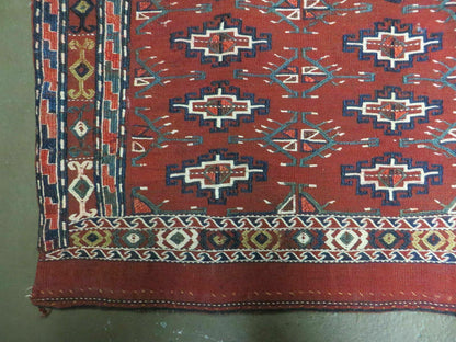 Antique Bokhara Turkoman Soumak Wool Rug 45x32 Handmade Yomud Chuval