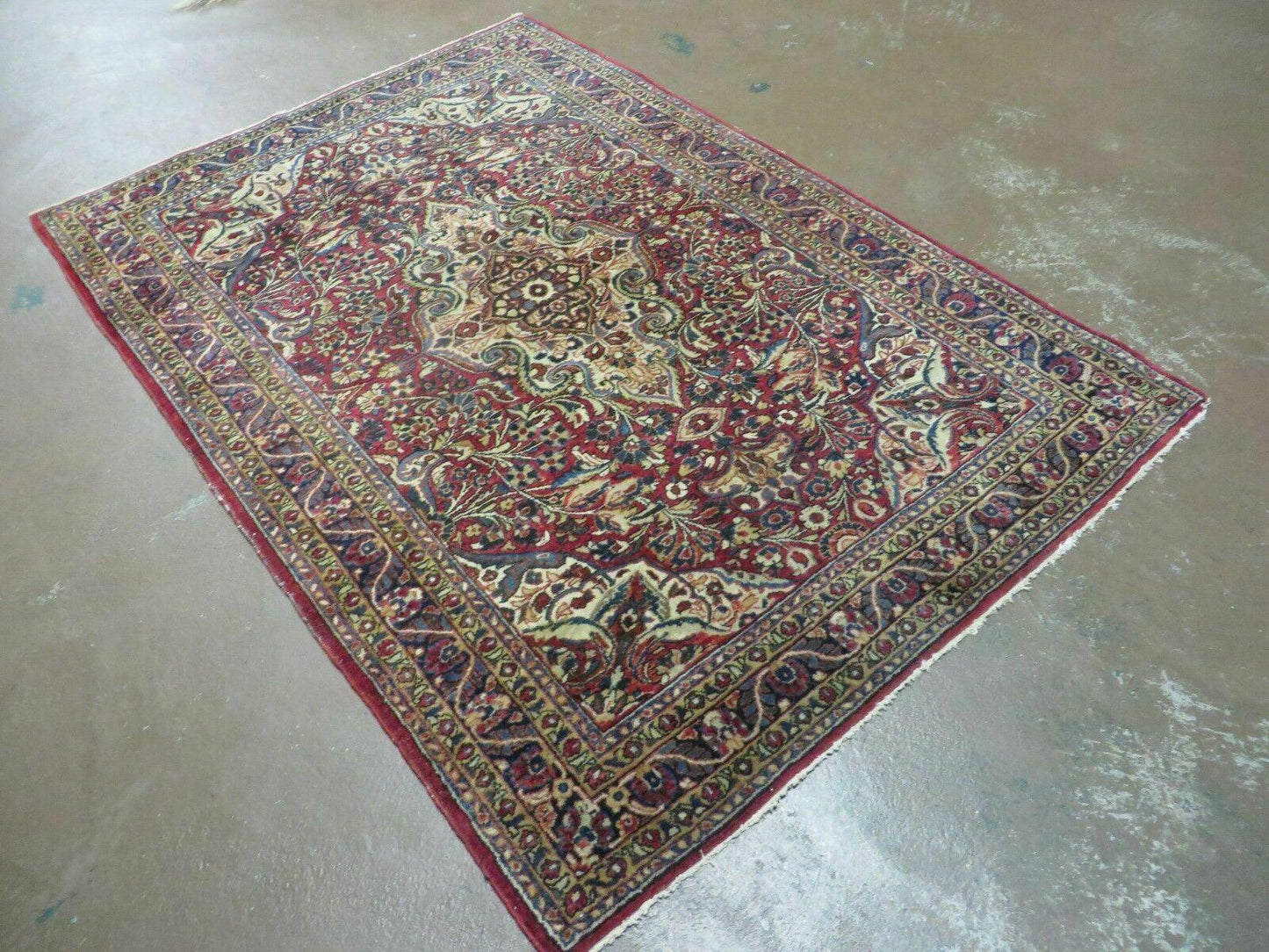 Antique Handmade Indian Wool Rug Agra Fine Weave Organic Vegetable Dyes 41x60