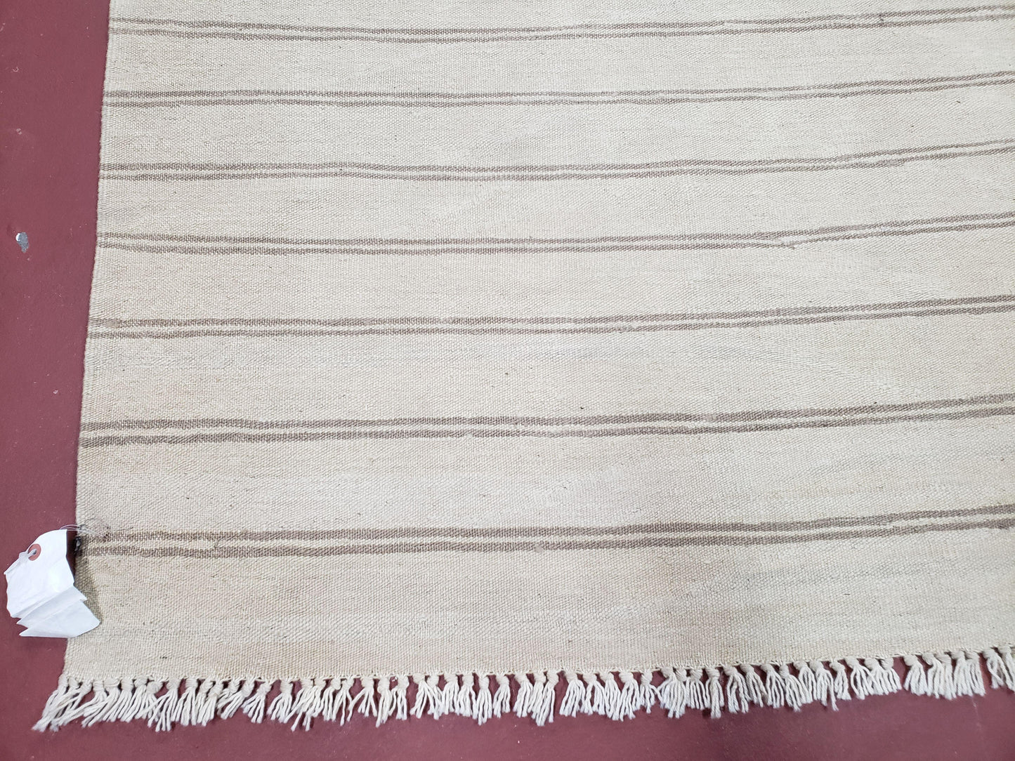 New Striped Turkish Kilim Area Rug 4x6 ft, Hand-Knotted, Wool, Light Gray, Earth Tone Decor, Flatweave Kilim, Two Toned Rug, Southwestern