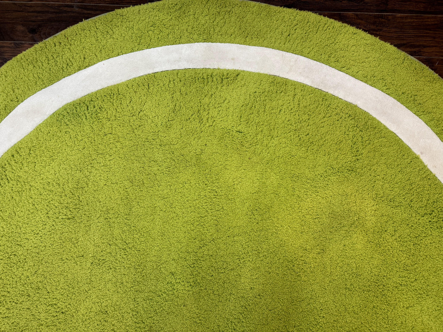 Vintage Lime Green Round Wool Rug 9x9 Hand Tufted Open Field