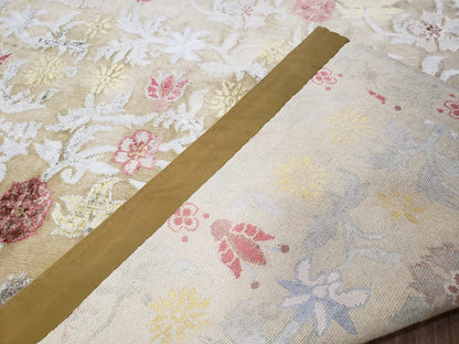 Modern Tibetan Rug 6x9, Wool and Silk Tibetan Rug, Handmade Tibetan Rug, Silk Flowers, Contemporary Rug, Soft Rug, Tibetan Area Rug, Tan