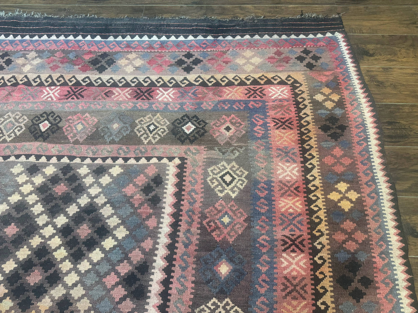 Persian Kurdish Kilim Rug 8x10 Handwoven Wool Flatweave Vintage Zarand Kilim