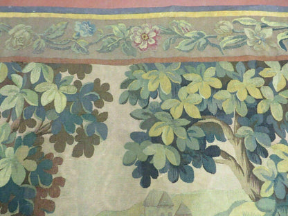 Antique French Tapestry Aubusson Style Nature Handmade One Of A Kind Rare