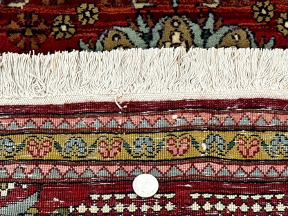 Persian Bijar Rug 2.6 x 4 Vintage Hand Knotted Wool Carpet Brick Red Ivory