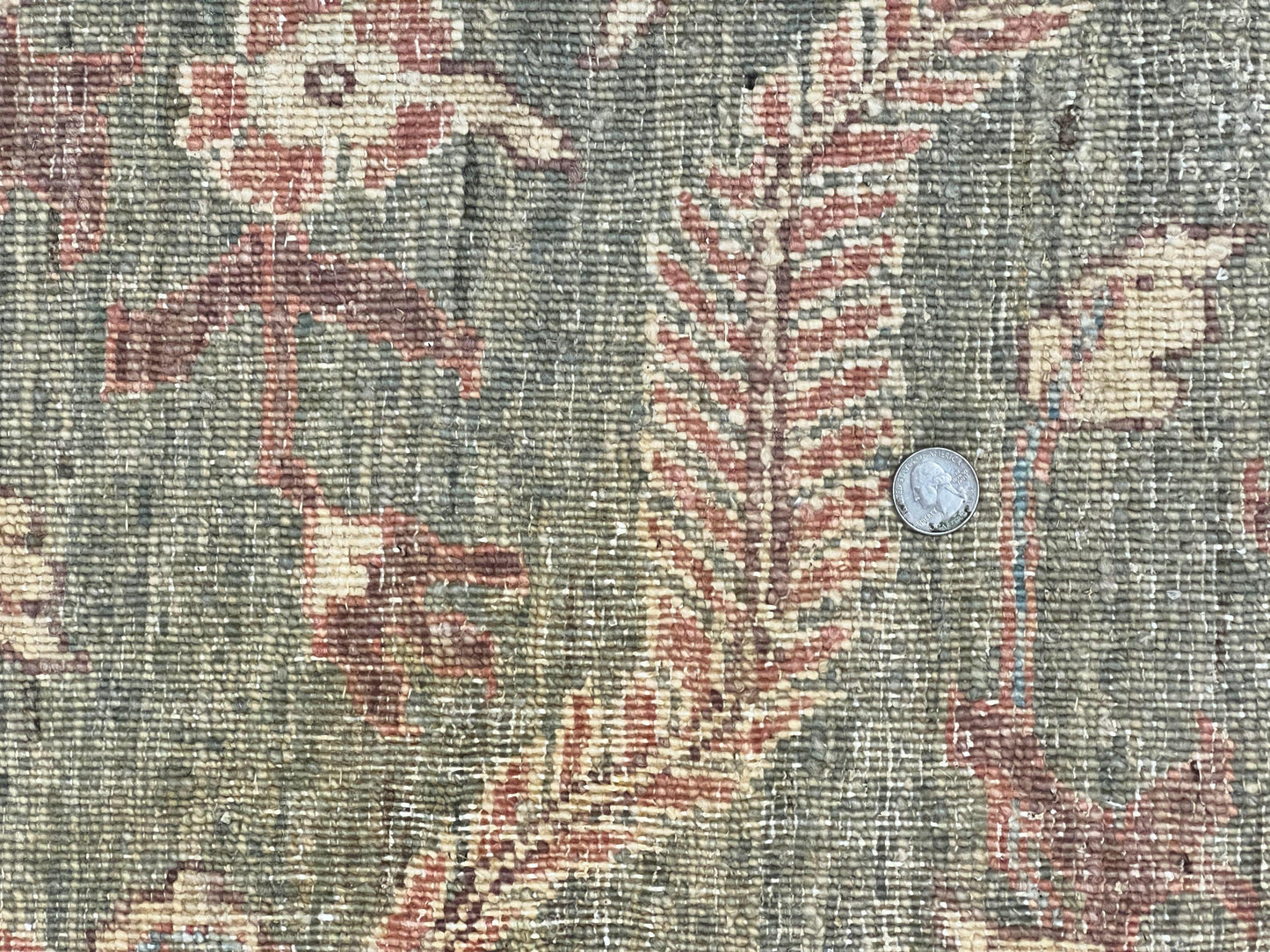 Large Modern Pakistani Rug 9x12, Handmade Wool Carpet, Peshawar Rug, Hand Knotted Oriental Rug, Contemporary, Floral, Light Green