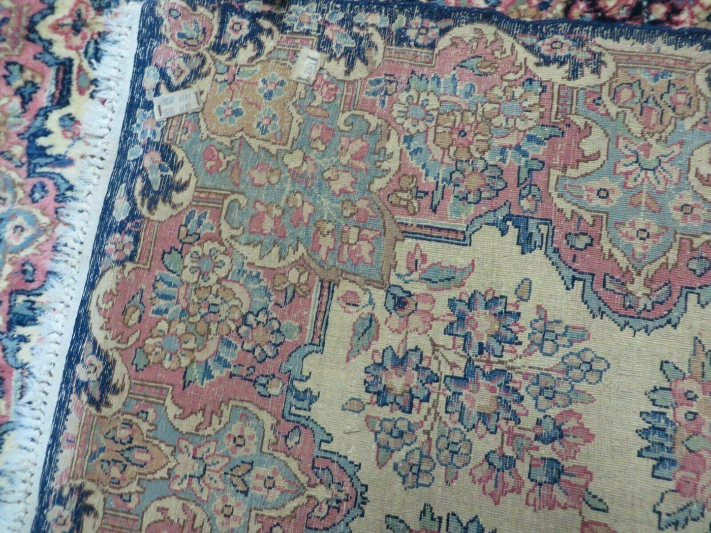 Antique Persian Kirman Rug Hand Knotted Wool Floral Medallion Carpet 3 9 By 6 6