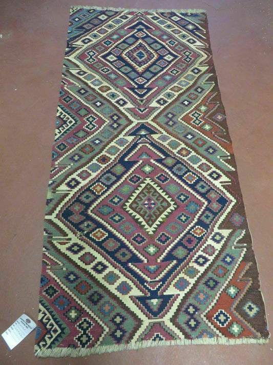 2' 1" X 4' 4" Antique Handmade Bagface Kilim Shirvan Caucasian Wool Rug Nice