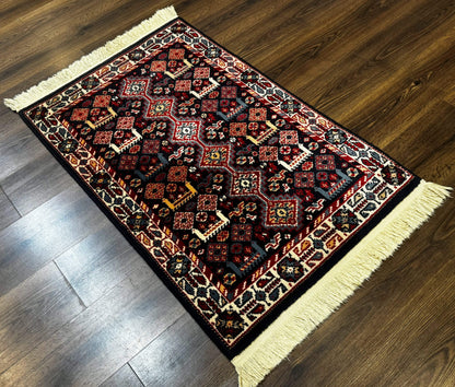 Karastan Yuruk Wool Rug 3x4 Tribal Geometric Navy Blue Area Rug