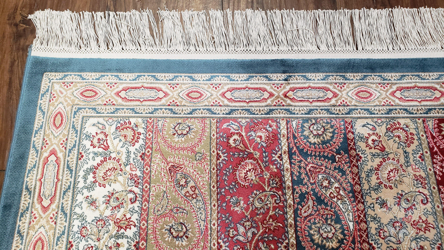 Paisley Pattern Silk Rug, Boteh Design, All Silk Accent Rug, Oriental Carpet, Very Detailed, 2' 8" x 4' 1", New, Bamboo Silk