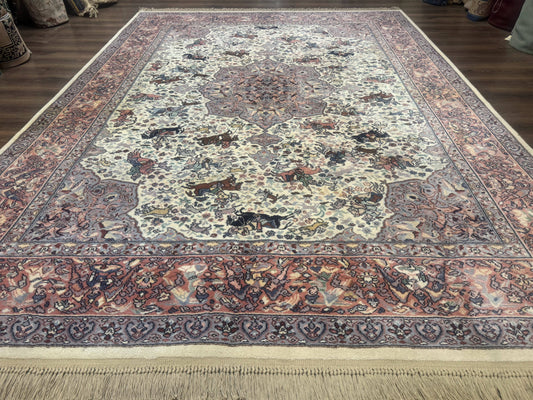 Karastan Ivory Hunting Rug 8 8 By 12 Vintage Wool Discontinued Original 700 Series Rare