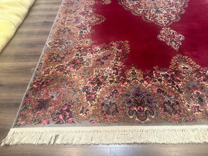 Karastan Kirman Rug 8.8x12 Red Medallion Wool Vintage Carpet