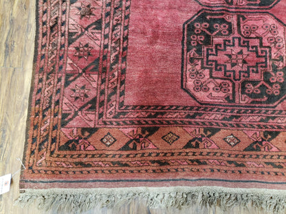 Bukhara Area Rug Hand Knotted Bokhara Bashir 4x6 Red and Black Wool