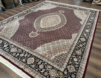 Sino Persian Rug 8x10 Herati Pattern Elegant Oriental Carpet Dark Maroon Handmade Wool