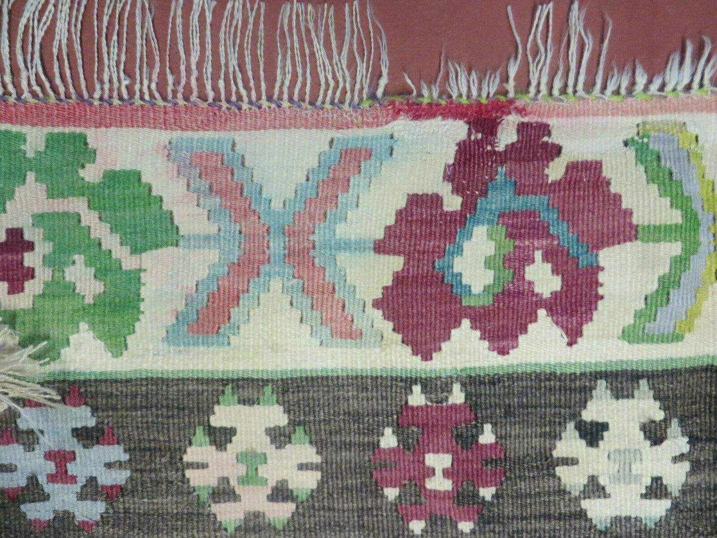 Turkish Kilim Rug 7x9 Handmade Flat Weave Wool Veg Dye Vintage Decor