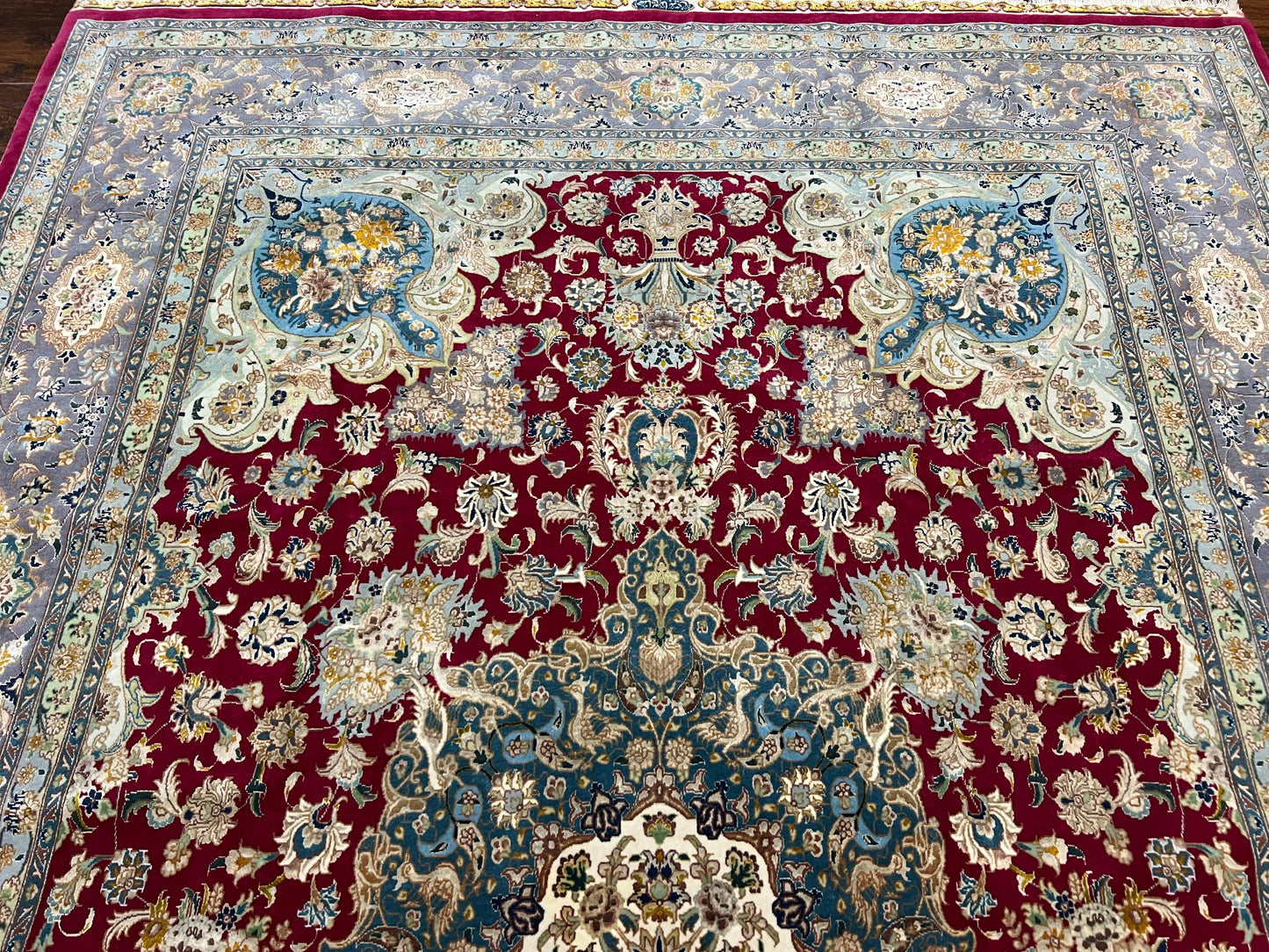 Persian Tabriz Rug 5x7 Handmade With Kork Wool Silk Foundation Ultra Fine 70 Raj KPSI Floral Medallion