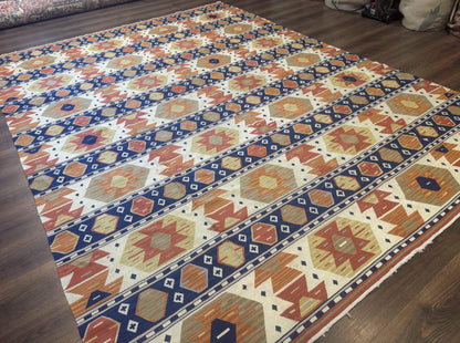 Turkish Kilim Rug 8x11 Handmade Wool Vintage Nourison Area Rug for Living Room