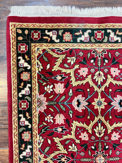 Indo Persian Runner Rug 2.6 X 10 Floral Hand Knotted Wool Hallway Red