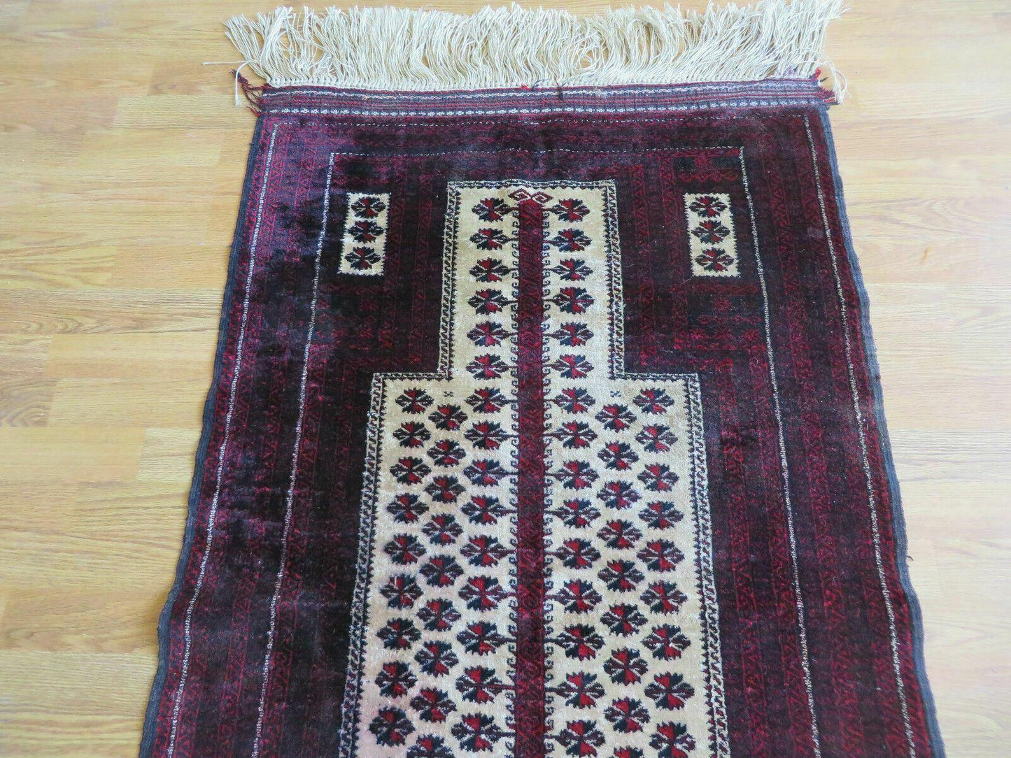 Balouch Turkoman Prayer Silk Wool Rug Handmade 3x5 Fine Knotted