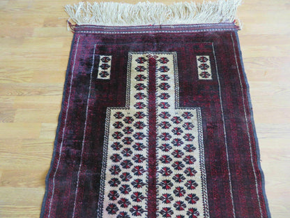 Balouch Turkoman Prayer Silk Wool Rug Handmade 3x5 Fine Knotted